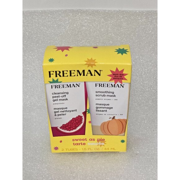 Freeman Sweet As Pie Cleansing Peel-Off & Smoothing Scrub Mask Set 2 x 1.5 Fl Oz - Picture 1 of 2